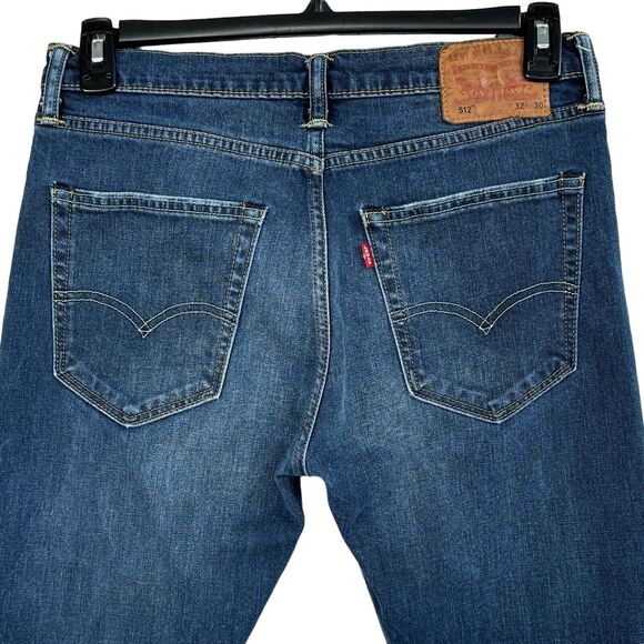 Levi’s 512 SZ 32x30 Jeans Pockets Zip-Fly Whiskered Medium Wash Blue Mens - Picture 5 of 10